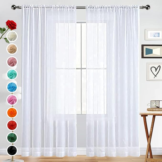 SpaceDresser Sheer Voile Window Treatment Rod Pocket Curtain Panels by SpaceDresser