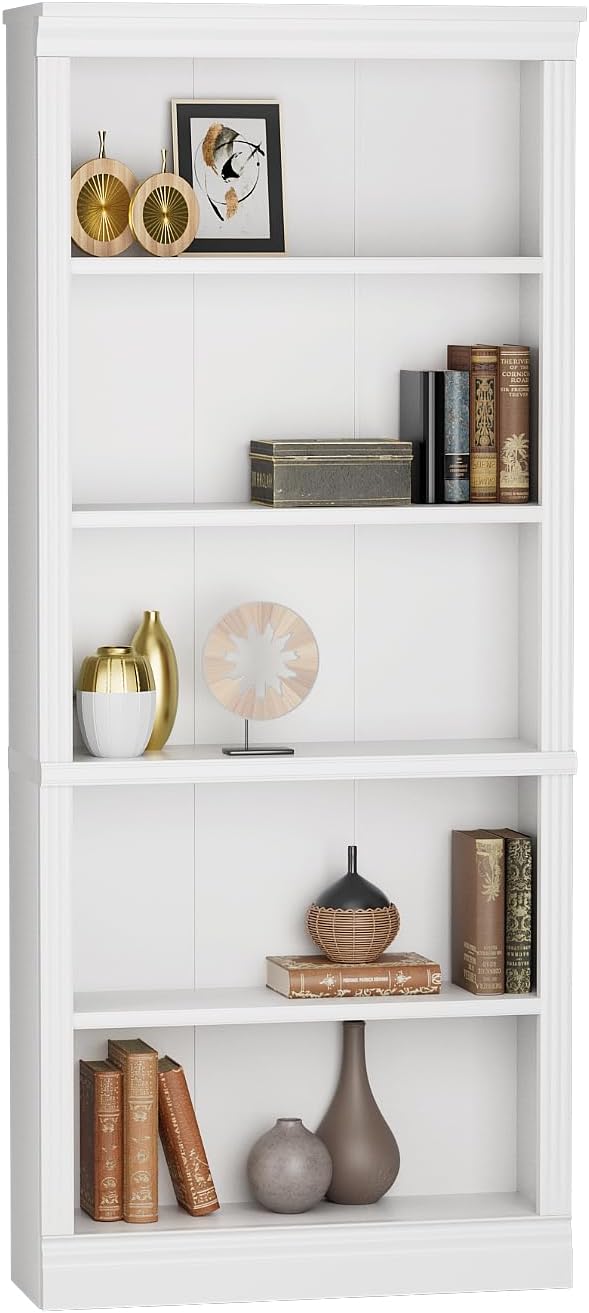 Furniwell Bookcase Bookshelves, 5-Shelf Tall Bookcase 71" Wood Open Display - Image 6
