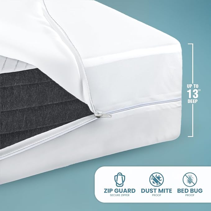 Utopia Bedding Full Size Mattress Protector Zippered, 100% Waterproof Bed Bug - Image 9