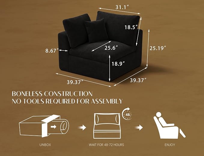 ohllob Corner Seat for Cloud Sectional Couches Living Room, Warm White - Image 2