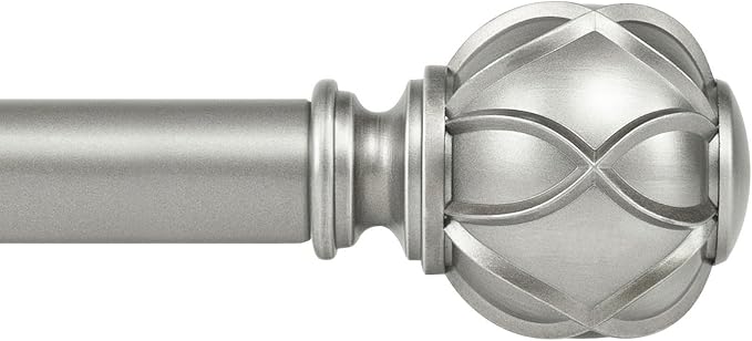 KAMANINA 1 Inch Extra Long Curtain Rod 140 to 195 Inches Silver Heavy Duty by KAMANINA