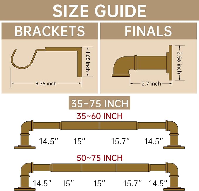 Industrial Curtain Rods for Windows 48 to 84 Inches, for Indoor and Outdoor - Image 4