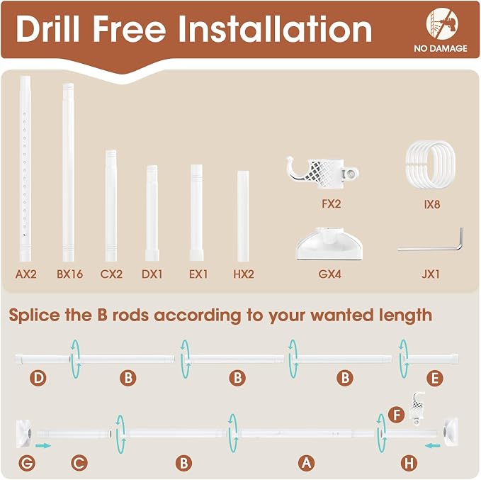SUNALLY Room Divider Curtain Rod, No Drilling Room Separator - Image 6