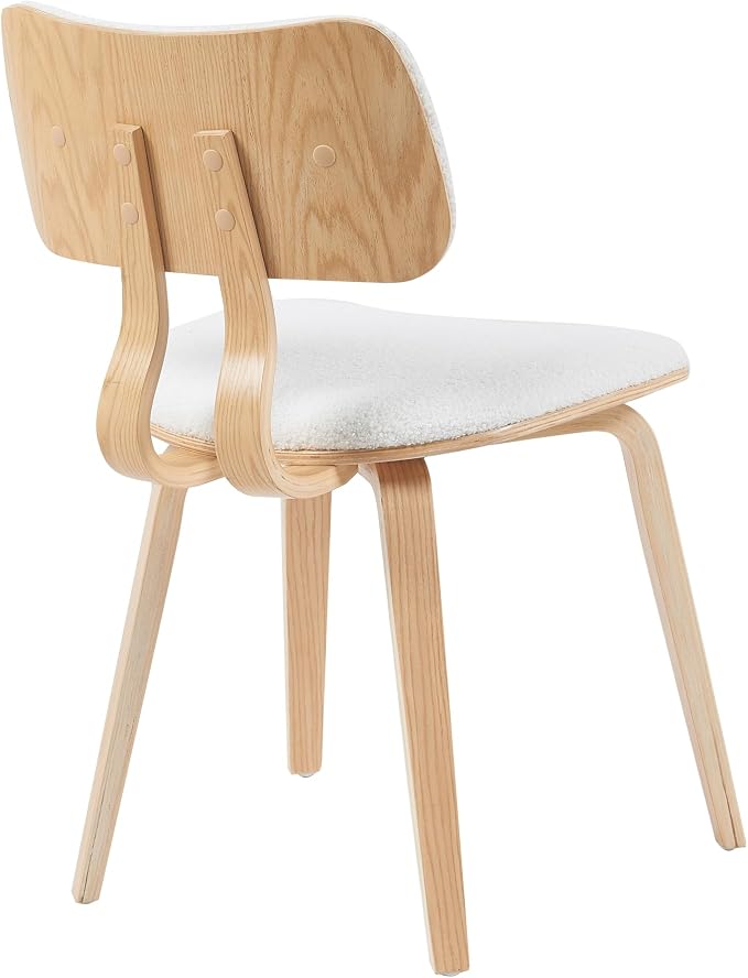 Armen Living Jaguar Mid-Century Upholstered Dining Chair in White Boucle and - Image 4