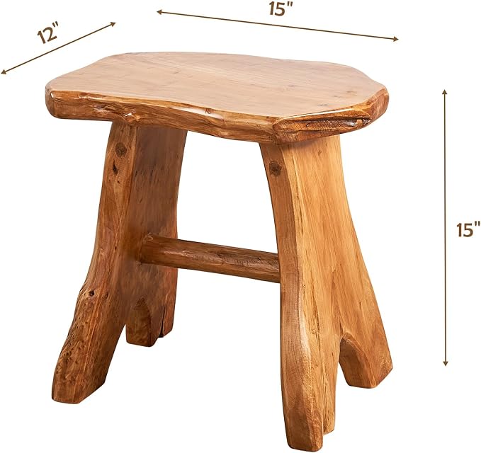 Natural Shape Solid Wood Tree Stump Stool 15"x12"x15" Cedar Root End Table - Image 2