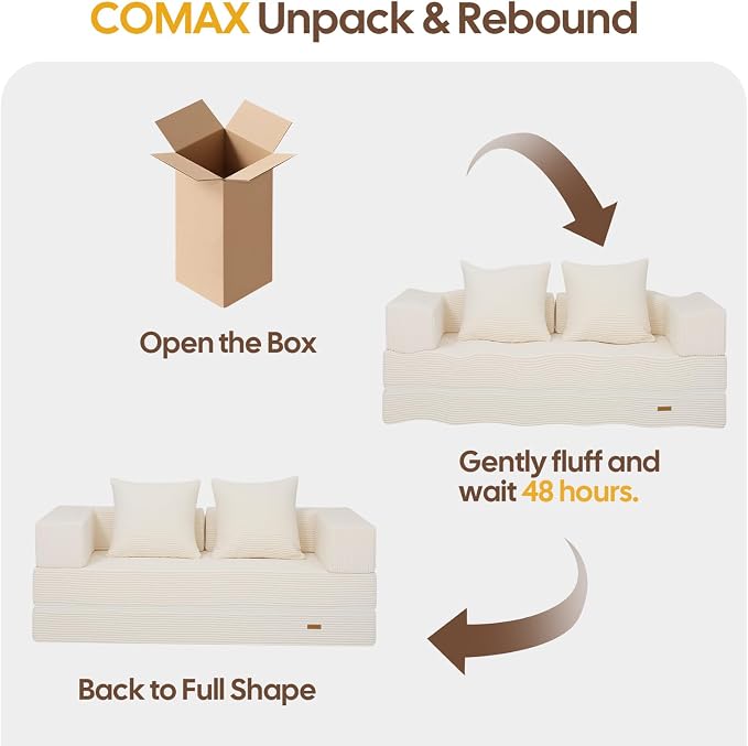 COMAX Futon Sofa Bed, 4‑in‑1 Convertible Sofa Bed, Folding Boneless Couches - Image 6
