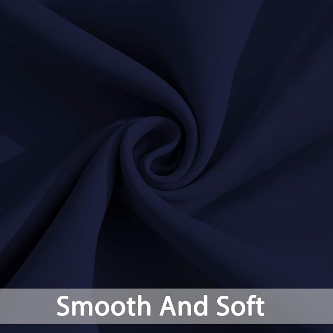 Yakamok 84 Inch Long Light Blocking Navy Blue Blackout Curtains, Room Darkening - Image 5