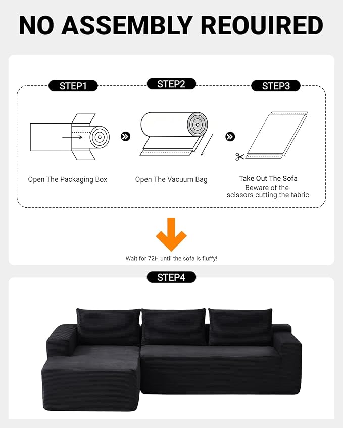 97" Cloud Sectional Couch, Modern Modular Sectional Sofa - Image 4
