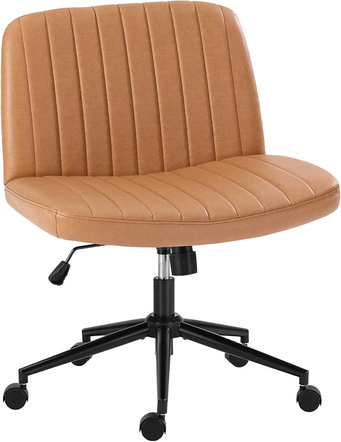 OLIXIS Criss Cross Chair with Wheels Wide Cross Legged Office Desk Vanity Chair by OLIXIS