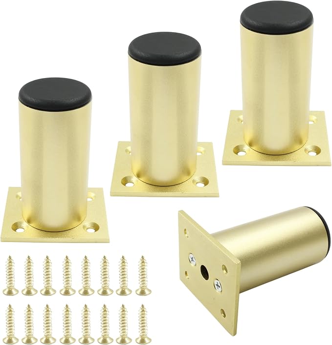 Set of 4 Aluminum Alloy Furniture Legs 3 Inch Height, 1.5 Inch Diameter by Kyuionty
