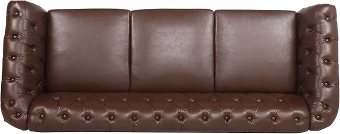 LEVNARY Chesterfield Sofa, Classic Tufted Upholstered Leather Couch, Modern 3 - Image 4