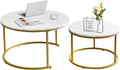 AT-VALY Coffee Table Set of 2 Nesting Tables, Round Sofa Table by AT-VALY