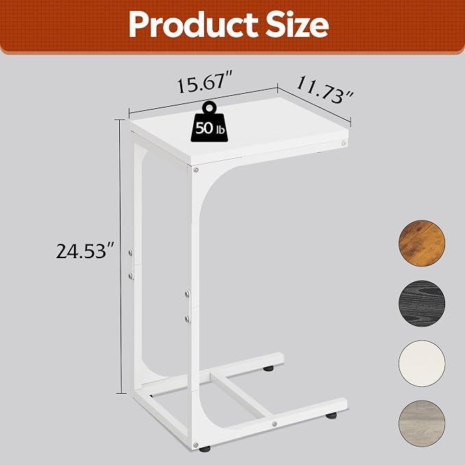 WLIVE C Shaped End Table, Small Couch Side Tables - Image 3