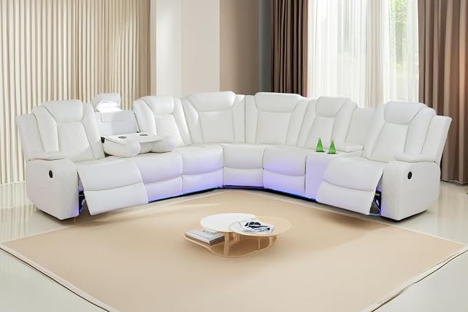 A Ainehome Power Furniture Reclining Sectional Sofa Set, Living Room Power by AAinehome
