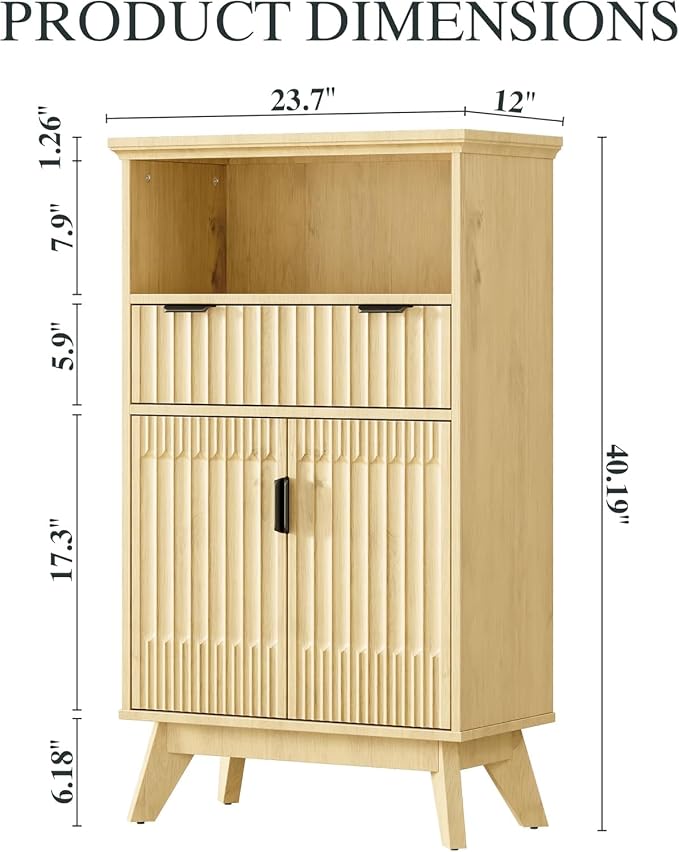 Fatmok Buffet Cabinet with Storage Set of 3, Wood Buffet Sideboard Console Table - Image 3
