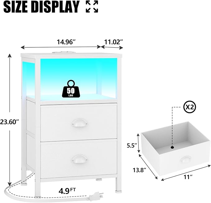 Furologee Nightstands Set of 2, End Tables Set of 2 - Image 3