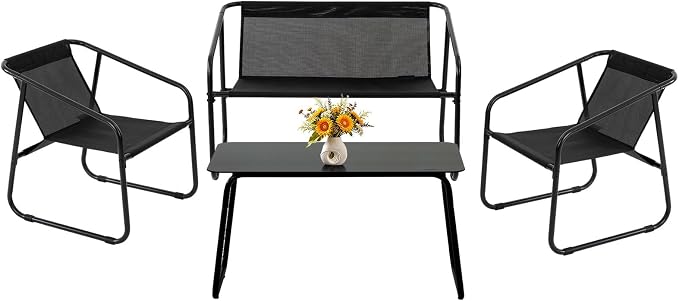 DUMOS 4 Piece Patio Furniture Set，Outdoor Patio Furniture Set by DumosLifestyle