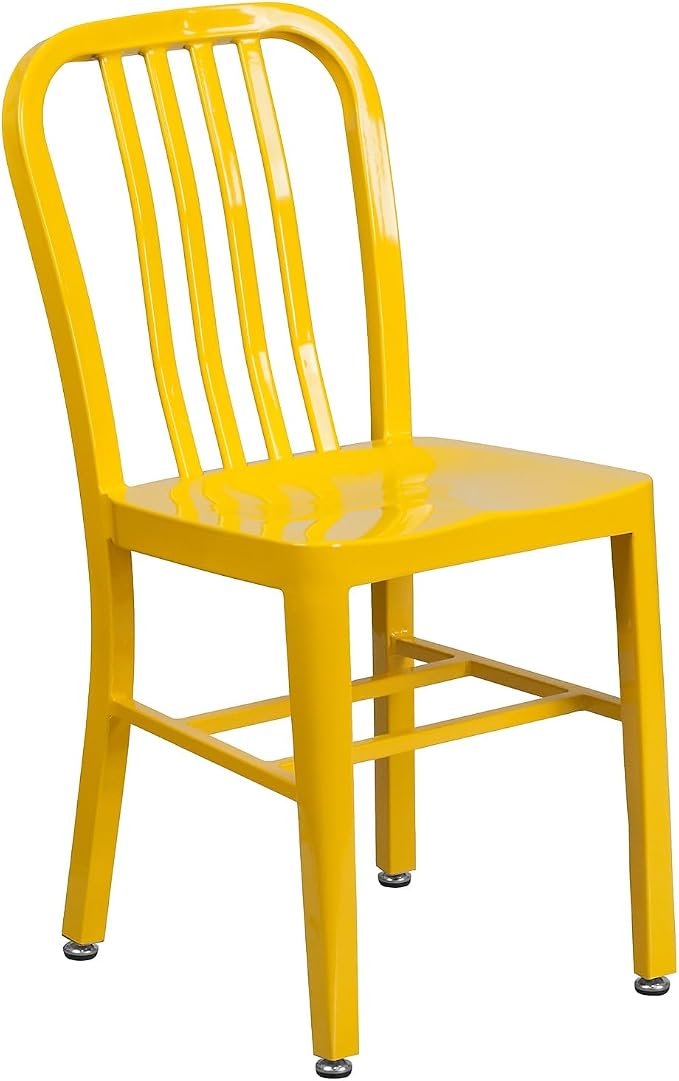 Flash Furniture Commercial Grade Yellow Metal Indoor-Outdoor Chair by FlashFurniture