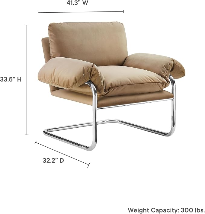 Modway Ansel Performance Velvet Accent Chair in Taupe - Image 3