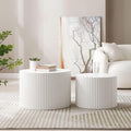 White Round Coffee Table Nesting Coffee Table Set of 2 Contemporary Circle by JURMALYN