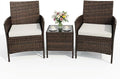 3PCS Outdoor Patio Bistro Set, PE Rattan Wicker Armchairs by Garvee