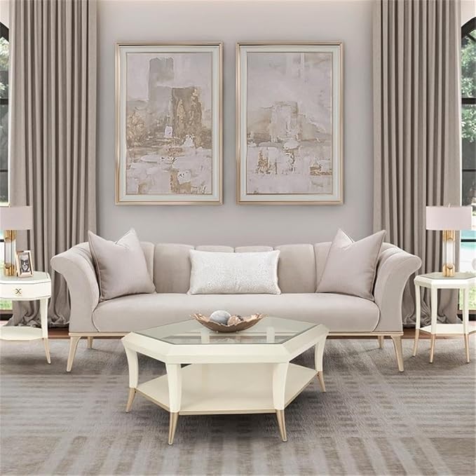 MICHAEL AMINI Yvette Sofa in Porcini Velvet and Champagne Wood Frame - Image 2