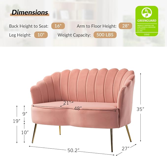 HULALA HOME Velvet Loveseat Sofa - Image 6