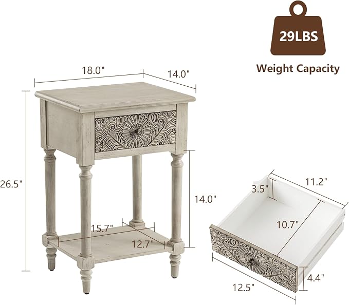 HOMPUS Fully Assembled Farmhouse Nightstand - Image 2