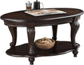 Oval Wood Coffee Table for Living Room, 2-Tier Solid Wood Coffee Table by FGXJY