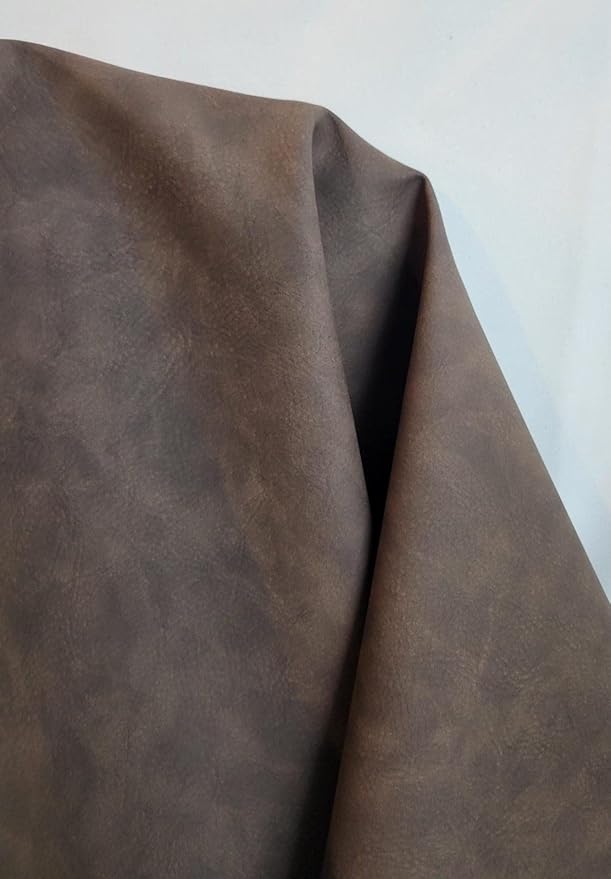 NAT Leathers | Dark Brown Tumbled Nubuck Calf Soft Faux Vegan Leather PU | 10 by NATLeathers