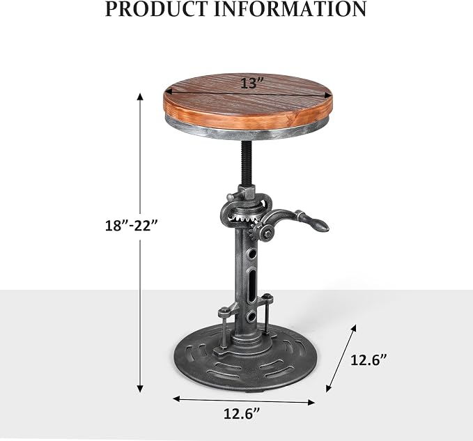 LOKKHAN American Antique Steampunk Deco Vintage Industrial Bar Cafe Stool - Image 3