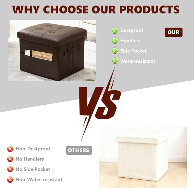 ALASDO Storage Ottoman Footrest Stool Small Ottoman - Image 4