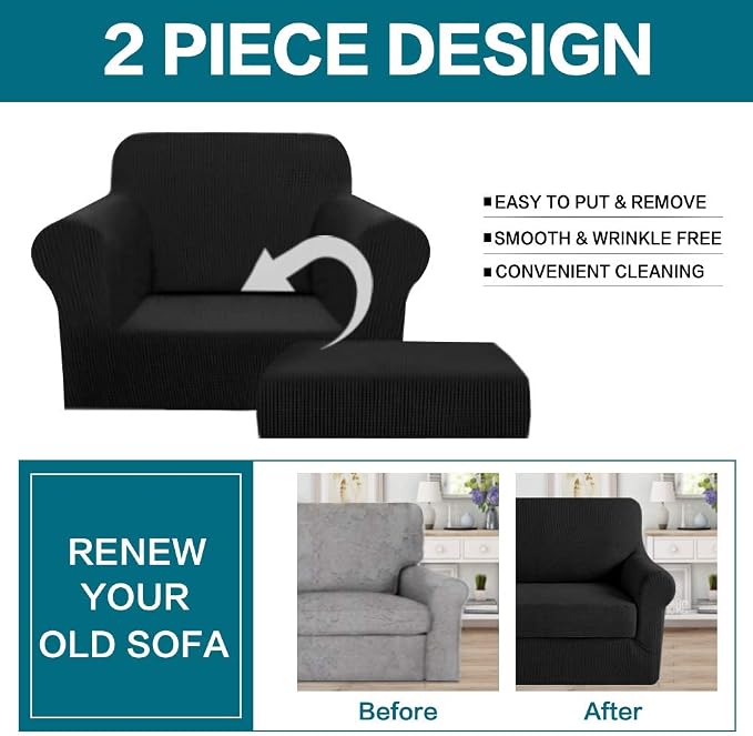 Turquoize 2 Piece Chair Covers Chair Slipcovers - Image 4