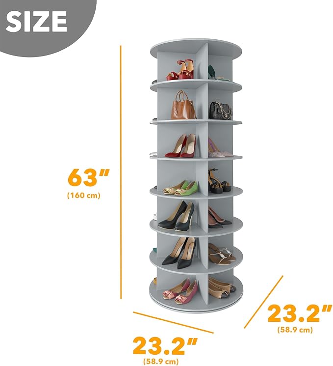 SpaceAid 7 Tier Rotating Shoe Rack Tower, Spinning Shoe Display Lazy Susan - Image 2