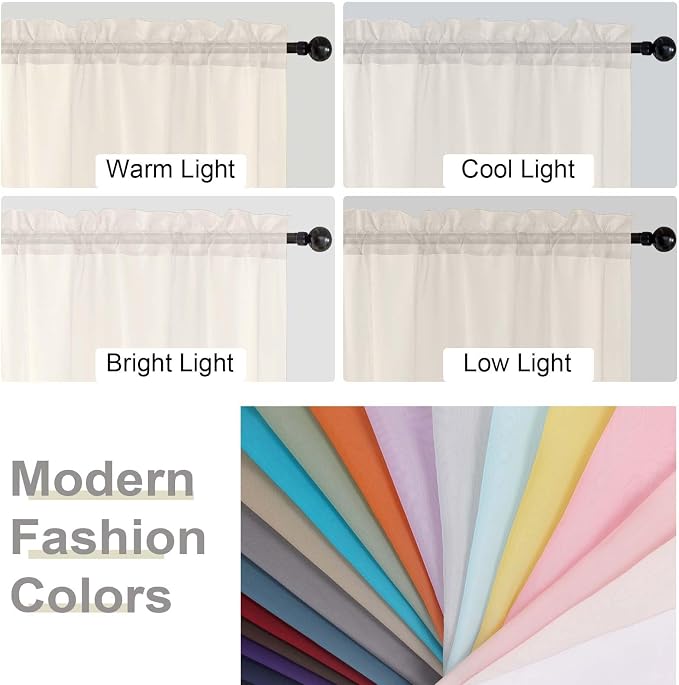 Cream Sheer Curtains for Bedroom Living Room 45 Inch Length 2 Panels, Soft Airy - Image 7