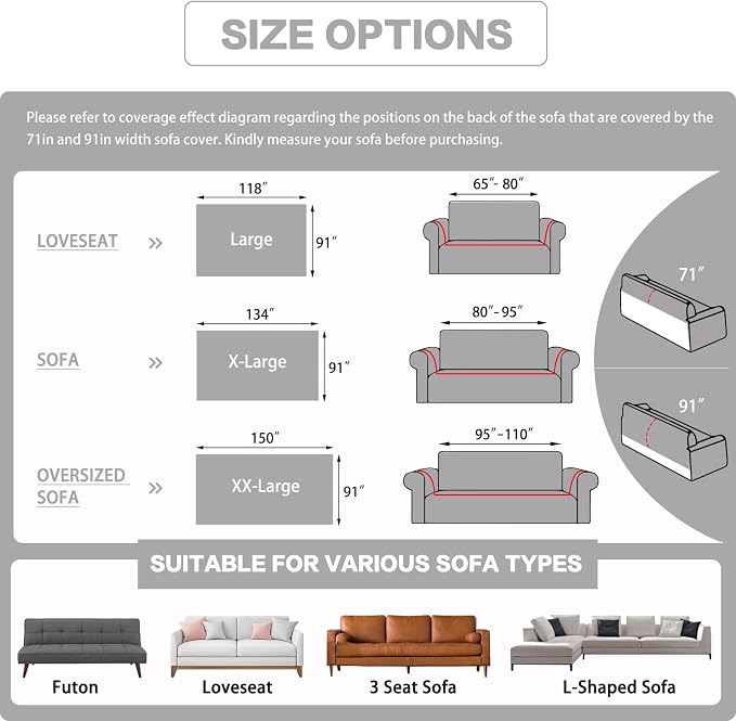 DREAMINGO Sofa Covers Washable Thick Chenille Couch Cover - Image 2
