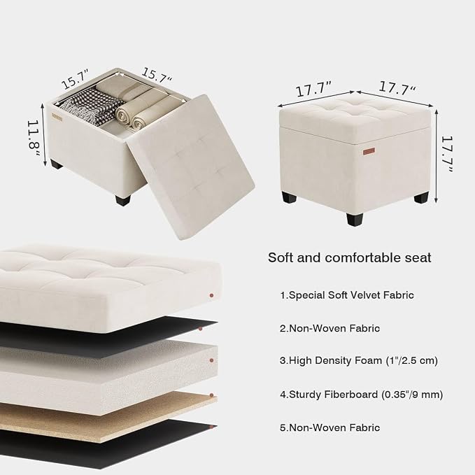 ABHENG Velvet Cover Steel Frame Ottoman - Image 3