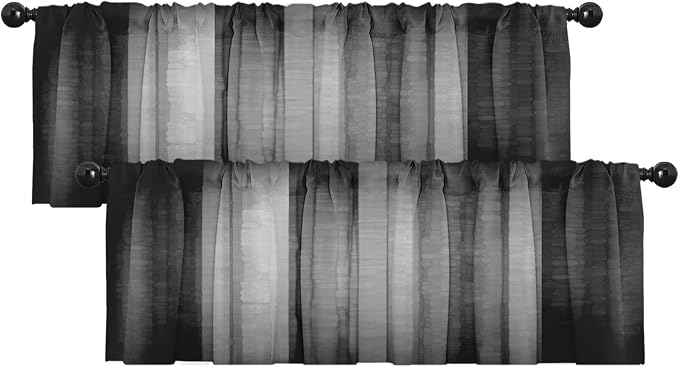 Emvency 2 Pack Dark Grey Valances Window Treatments, 52x18 Inch Rod Pocket by Emvency