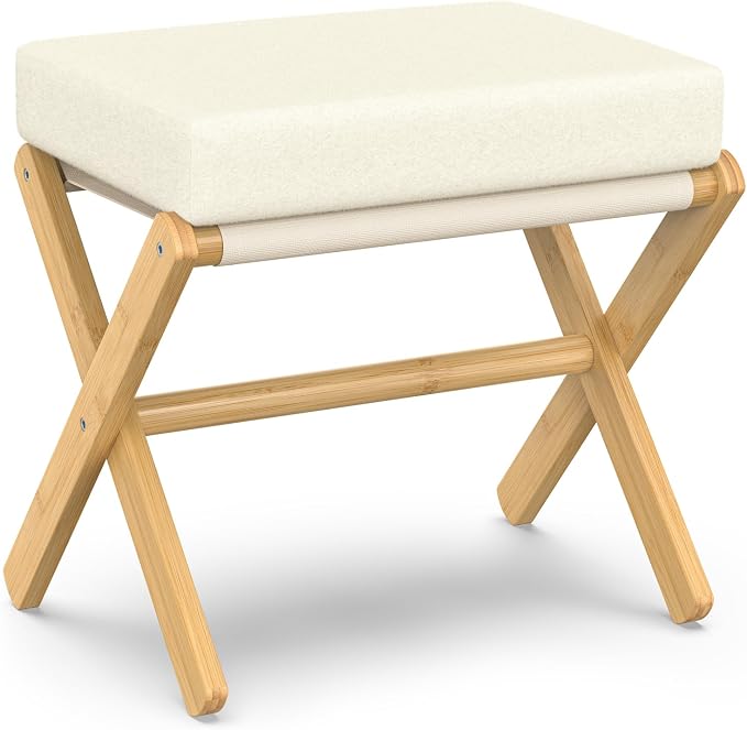 BAMBOOHOMIE Foldable Foot Stool Ottoman, Modern Foot Rest by BAMBOOHOMIE