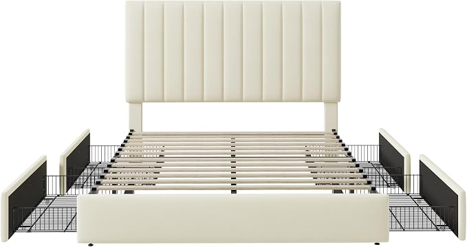 Allewie Full Size Storage Bed Frame, Vertical Channel Tufted Adjustable - Image 8