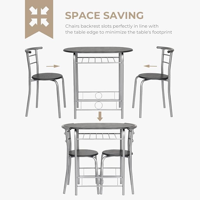 VINGLI 3 Piece Dining Set, Small Kitchen Table Set - Image 5