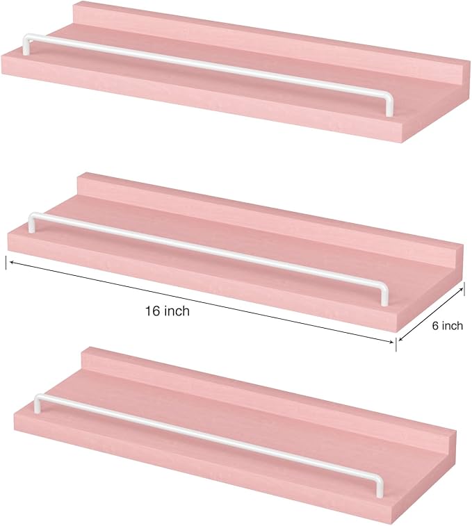 RYOFOBETTO Pink and White Floating Shelves, Kawaii Room Decor Wall Shelves - Image 3