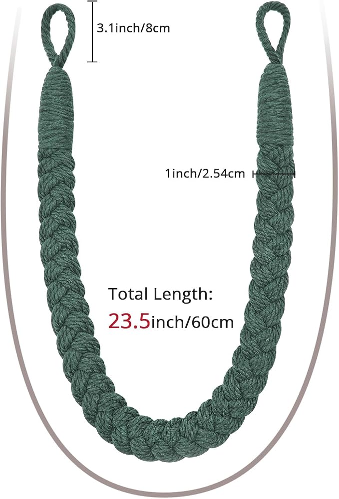 NICEEC 2 Pack Natural Cotton Rope Curtain Tiebacks Elegant Boho Style - Image 3