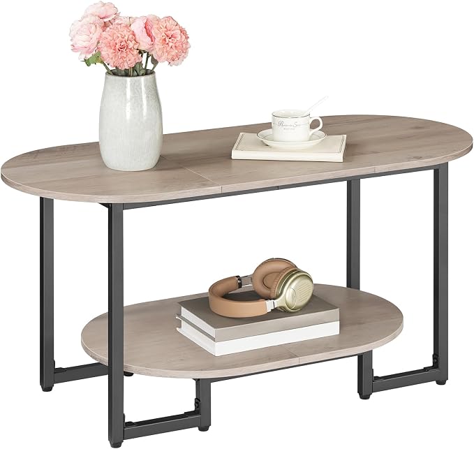 HOOBRO Coffee Table for Living Room, Oval Small Coffee Table - Image 8