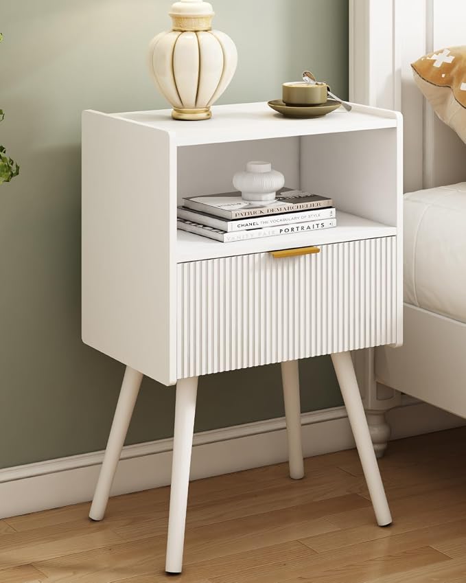 JOONEE White Nightstand, Modern Bedside Table by JOONEE