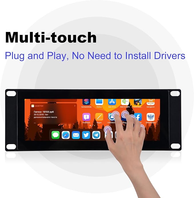 GeeekPi 7.84 inch 1280x400 LCD Touch Screen 2U Rack Mount Monitor - Image 2