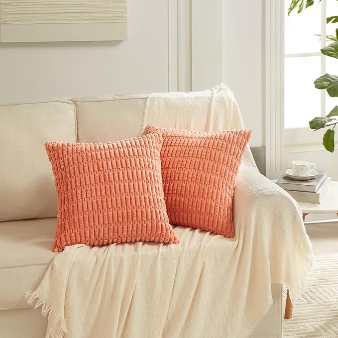 Fancy Homi 4 Packs Boho Coral Decorative Throw Pillow Covers 18x18 Inch - Image 7