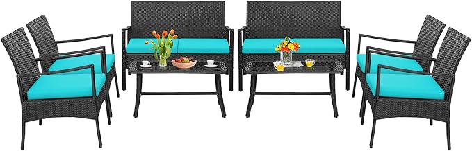 Tangkula 8 Pieces Rattan Conversation Set, Patio Sofa Couch Set by TANGKULA