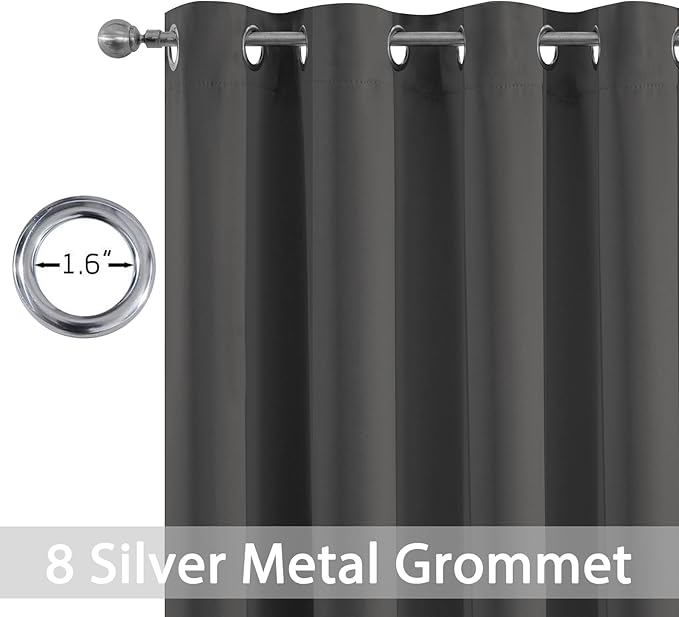 Yakamok Blackout Grey Curtains for Bedroom/Living Room Thermal Insulated - Image 2
