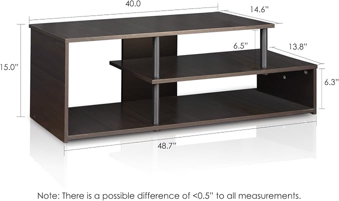 Furinno Econ Low Rise TV Stand, Espresso/Black - Image 2